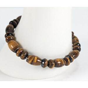Tiger's Eye Beaded Bracelet Healing Chakra Protection Men Women Flexible